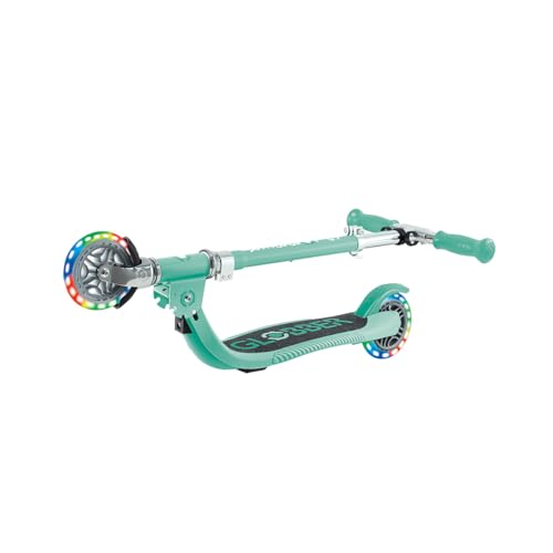 Globber - Flow Foldable JUNIOR Lights - Tretroller mit 2 R&auml;dern f&uuml;r Kinder ab 3 Jahren, Gr&uuml;n