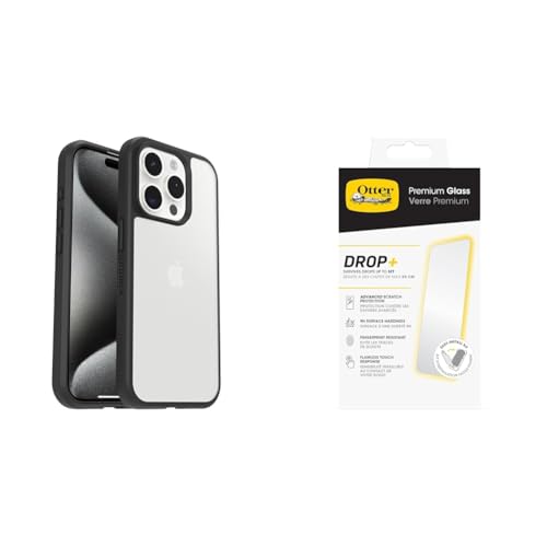 Coque OtterBox iPhone 15 Pro Black Crystal avec protection d'écran en verre trempé