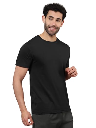 Image of BEYOUNG Cotton Regular Fit Plain T-Shirt for Men | Flexible Round Neck | Casual T-Shirt | Solid T-Shirt | Half-Sleeves | Stylish T-Shirt