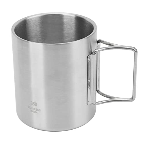 Stainless Steel Camping Coffee Mug, Double Wall Design Camping Cup for Camp Survival Cooking Gear, Portable Hiking and Backpacking Mug