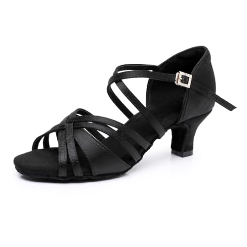 Rosefinch - Rosefinch Latein Tanzschuhe für Frauen Neue Klassische Stile Salsa Ballroom Performance Schuhe Professionelle Praxis Tanzschuhe 5cm Absatz, Schwarz 42EU