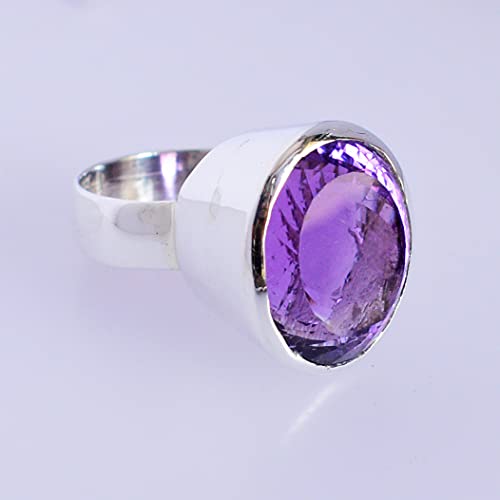 Plata de ley 925 fina con amatista morada ovalada de alta pureza y dise&ntilde;o exclusivo 4