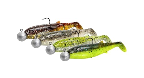 Savage Gear Cannibal Shad Mix - Señuelos para Perca, Lucio, lucioperca, Trucha, Siluro - Kit para Pescadores de Agua Dulce y Salada UV Active, con Aroma Que atrae a los Peces Clear Water Mix 10 cm
