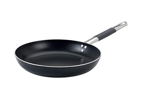 Pentole Agnelli ALSC111BBSSC32 Alblack Padella Svasata Bassa, in Alluminio, con Manico Tubolare in Acciaio Inossidabile, 32 cm, Nero