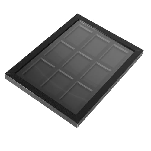 ERINGOGO Vitrina de Pared para Tarjetas Coleccionables de 9 Compartimentos Marco de Exhibición de Madera para Tarjetas Deportivas Transparente 443 X 331 X 3 CM Adecuado para Fútbol