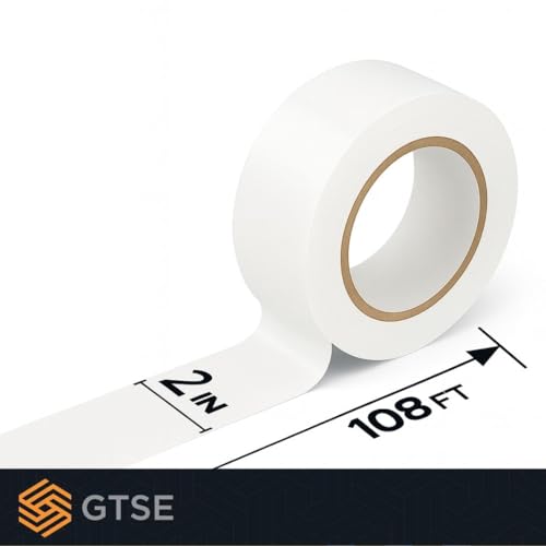 Image of GTSE - White Vinyl PVC Floor Tape 2 inch x 108ft Safety Marking Tape