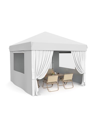 VerisShade 10x10 Pop Up Canopy Tent Outdoor Canopy with 4 Removable Sidewalls Heavy Duty Commercial Instant Tent Shelter White