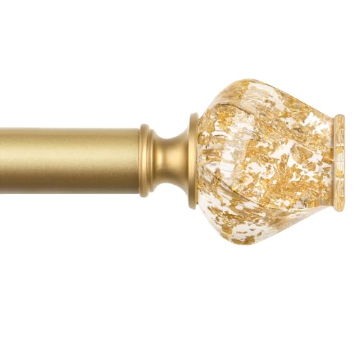 HOTOZON Barras de Cortina de 80 a 148 cm, Barras Extensibles para Cortinas Oro, con Exquisite Translucent Twisted Finials y...