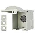 RVGUARD 50 Amp 125/250 Volt RV/EV Power Outlet Box, Enclosed Lockable Weatherproof Outdoor Electrical NEMA 14-50R Receptacle Panel, ETL Listed