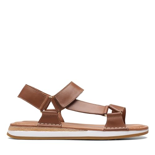 Image of Clarks Craft Sun Sport Leather Sandals In Tan Standard Fit Size 3.5