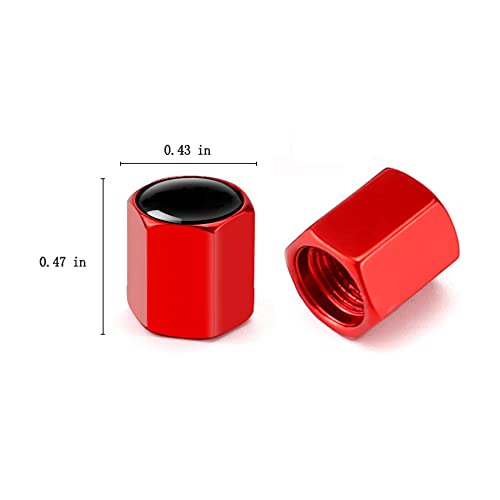 4Pcs Tire Valve Stem Caps, Aluminum Tire Valve Cap Set, Tire Air Caps Metal With Plastic Liner Corrosion Resistant Leak-Proof For Cars Trucks Motorcycles Suvs And Bikes(Red) #TOP3