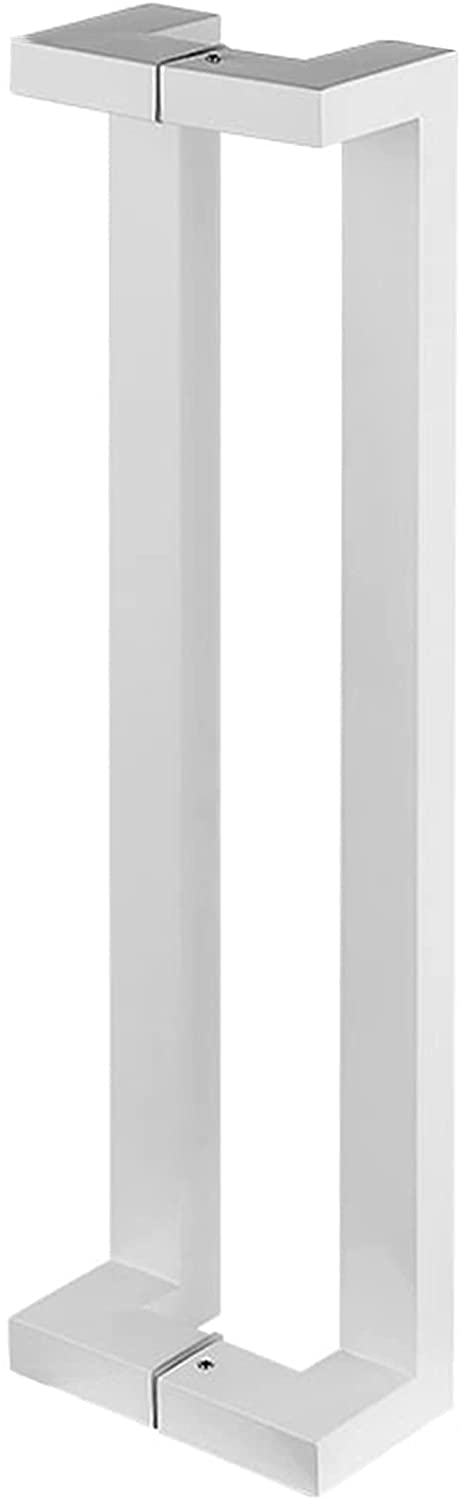 ADGCFKOP Shower Door Handle, Gold Two Sided Glass Door Handle,Heavy Duty Stainless Steel Bathroom Shower Pull Push Door Handles Sliding Barn Door Handle with Fittings(White,60cm/24in)
