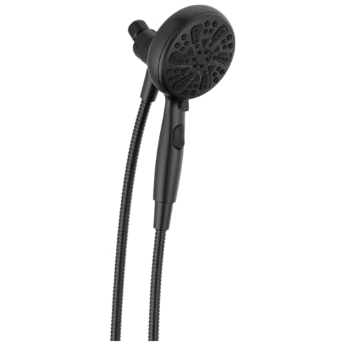 Delta Faucet 6-Spray SureDock Magnetic Shower Head with Handheld Spray, Matte Black Shower Head with Hose, Showerheads & Handheld Showers, MagnaTite Docking, Matte Black 75609BL
