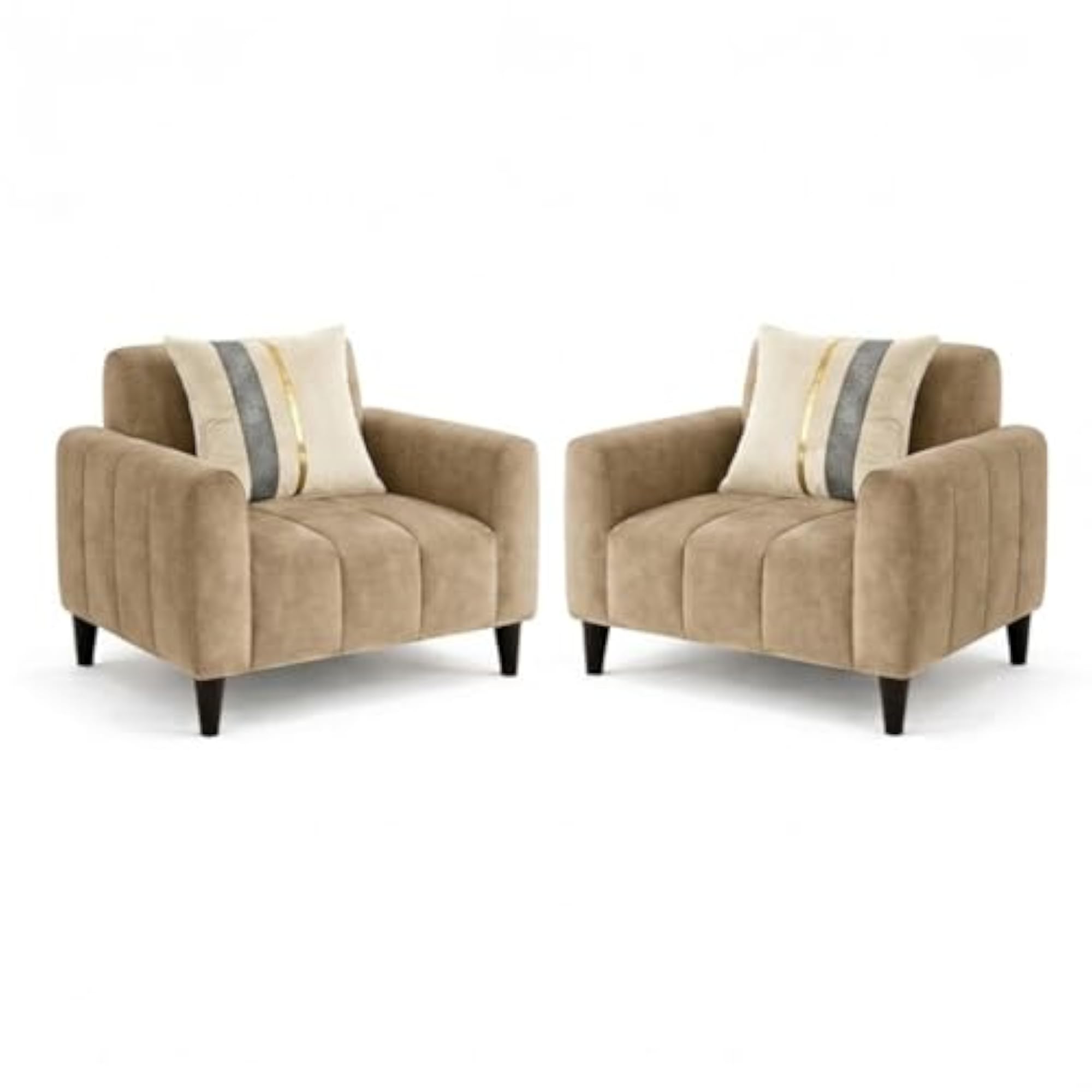 Harmelia 3 Seater + 1 Seater Fabric Sofa Set with Velvet Finish