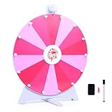 Goplus 20 inch Spinning Prize Wheel, 14 Slots Spin Wheel with Blackboard Marker, Eraser & Spare Pointer, Spinning Wheel for Prizes, Tabletop Fortune Game for Trade Show Party (20 inch,Pink)