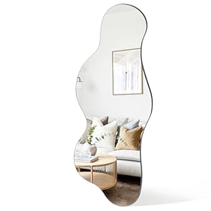 Lumibric Wall Mirror, Irregular Mirror for Living Room, 100 x 40 cm Modern Wall Mirrors for Bedrooms, Bathroom, Entryway, Hallway Decor, Frameless