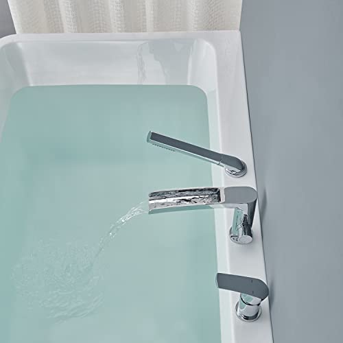 Grifo de bañera Wowkk Waterfall Roman con acabado cromado y montaje en cubierta, incluye ducha de mano miniatura 5