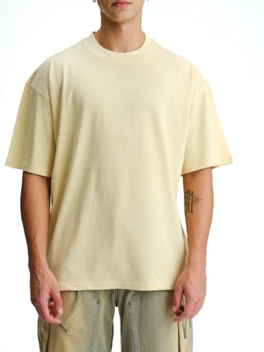 Image of BONKERS Solid Pastel Yellow Soft Jersey Oversized T-Shirt