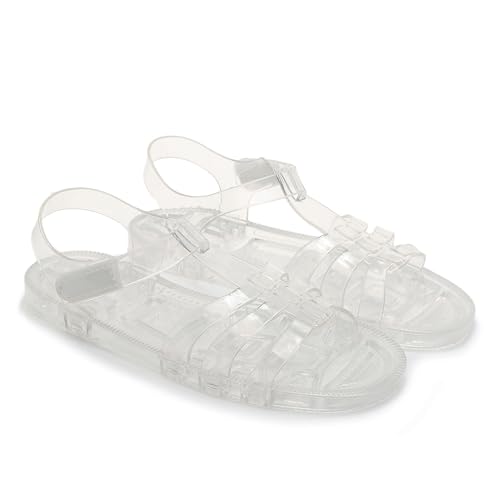 Image of Toddler Sandals Jelly Shoes Girls Unisex Boy Flat Retro Slides Clear Kids Water Slippers Slingback Summer Beach Size 8 Adjustable Buckle Glitter Dress Soft