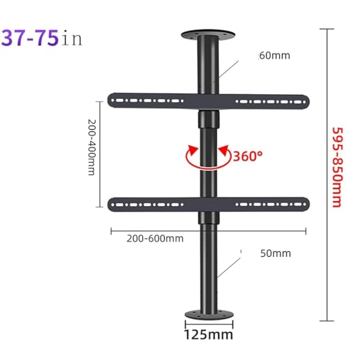 Support de sol rotatif pour téléviseur LCD pivotant et réglable - 3
