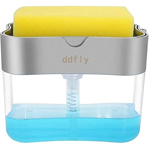 Dish Soap Dispenser for Kitchen,Liquid Soap Dispenser with Sponge Caddy Holder Cover