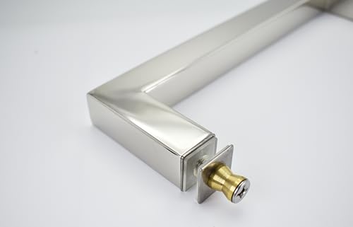 Mont Hard Towel Bar 18 Inch And 8 Inch Square Shower Door Handle Combination In Polished Nickel For Commercial And Residential Frameless Glass Shower Doors thumb #9