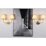 PERMO Vintage Double Sconce Antique 2-Lights with Flared Funnel Linen Beige Fabric Shade, Double Wall Sconce, Hardwired, E26 Base - Image 2