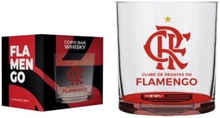 Copo Oficial Flamengo, Bar Rocks 305ml – Vidro Personalizado Cole...