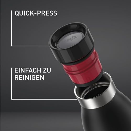 Emsa Bludrop Isolier-Trinkflasche, 0,7 Liter, 100% dicht, Quick-Press Verschluss, Ergonomischer 360° Trinkgenuss,12h warm, 24h kühl… – Ansicht 3