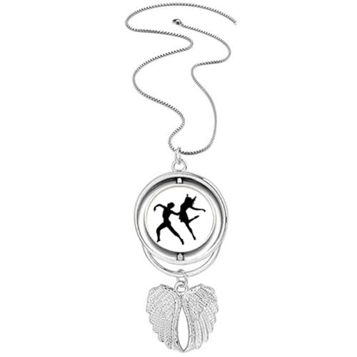 Collier ailes d'ange et duo de danseuse sportive en argent chic