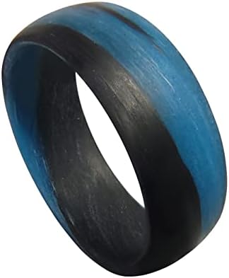 Carbon Fiber Blue Marbled Glow Ring | Handcrafted in the USA | Black and Blue Glowing Band | Custom Band widths | Wedding Band