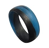 Carbon Fiber Blue Marbled Glow Ring | Handcrafted in the USA | Black and Blue Glowing Band | Custom