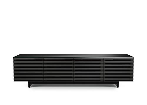 Image of BDI Furniture Corridor 8173-79.25'' TV Stand for TVs up to 85" with Soundbar Shelf, Adjustable Shelves, Cable Management, Ventilation, Tempered Glass Top, Charcoal Stained Ash