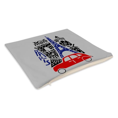 Coussin en Velours Gris 40x40 cm Paris Tour Eiffel et Arc de Triomphe - 3
