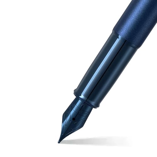 Image of Sheaffer 100 Fountain Pen | G9371 Satin Blue with PVD Blue Trims | Medium Nib Fountain Pen with Small Notebook | Premium Gift Sets | Personalized Name Engraved on Only Pen