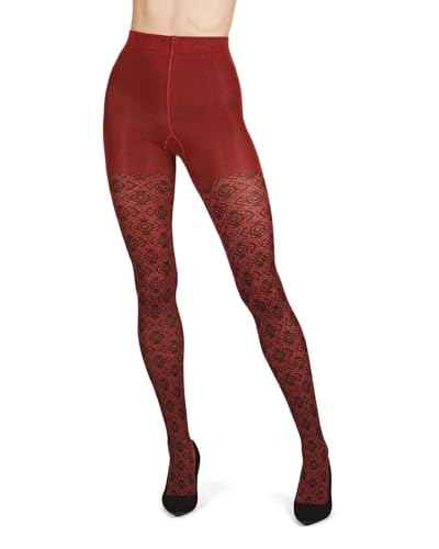Image of MeMoi Diamond Pattern Swirl Cotton Blend Women's Sweater Tights