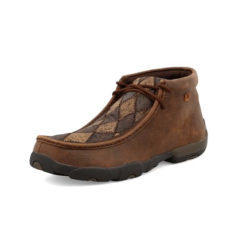 Image of Twisted X Men's Chukka Driving Moc Ankle Boot, Oiled Saddle Ostrich /Bomber Ostrich /Brown, 9.5 M