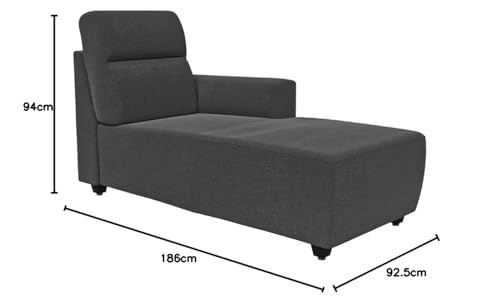 Image of Wakefit Sofa Set | 3 Year Warranty | 3 Seater Sofa for Living Room, Wooden Set, 3 Seater + Right Aligned for Living Room - Belize(Malphino : Smoke Grey)