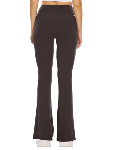 Sundwudu Black Flare Yoga Pants for Women - Soft High Waist Bootcut Leggings Tall & Long Bootleg Pants for Women