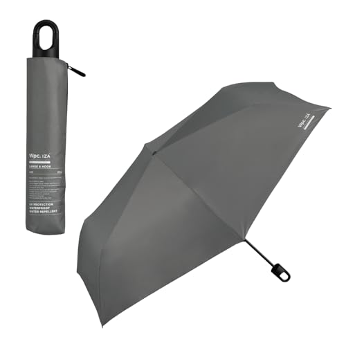 【カラビナ一体型ハンドル・大きめサイズ】男の晴雨兼用傘 Wpc. IZA(イーザ) LARGE & HOOK グレー ≪遮熱/遮光率100%/UVカット率100%/UPF50＋/晴雨兼用≫ 折りたたみ傘 親骨60cm 大きい 日傘 ZA022-001-102（Amazon）