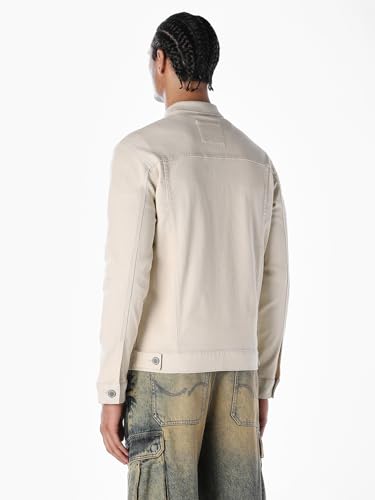 Image of JACK & JONES Men's Spread Collar Cotton Standard Length Washed Denim Jacket