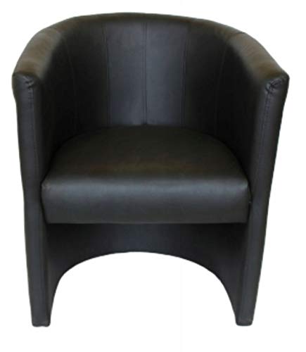 MartHome Cocktailsessel Club Tom - Hocker en Similicuir, Fauteuil pour Salon, Bureau, Hôtel - Siège, Mobilier d'Hôtel, Chaise Rembourrée, Lounge (Noir)