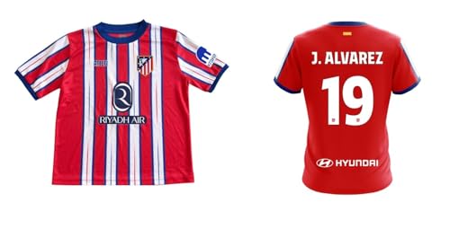Atlético de Madrid   Réplica Oficial 1ª Equipación 24/25   Julián Álvarez   Equipación Adulto   Camiseta del Equipo Rojiblanco   Diseño con Escudo Atleti   Color Rojo y Blanco   Talla XL