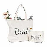 TOPDesign Canvas Tote Bag with Zipper, Bridal Shower Gifts for Bride, Wedding Bachelorette Bride Gifts Shoulder Bag