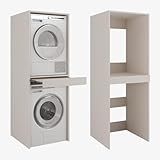 PLATAN Room Lavatrice asciugatrice con ripiano estraibile • Armadio sovrapiano 187 x 65 x 66 cm (cashmere)