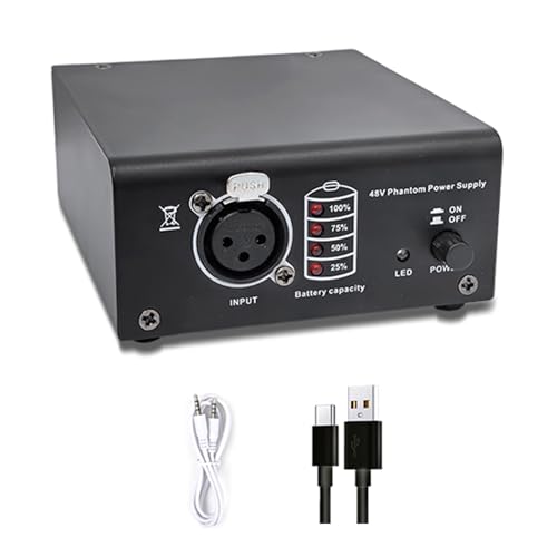 48V ファンタム電源、Type-C 充電ケーブル & データコード付きスタジオマイク設計プロフェッショナルマイク電源 - ljhnba - 商品画像