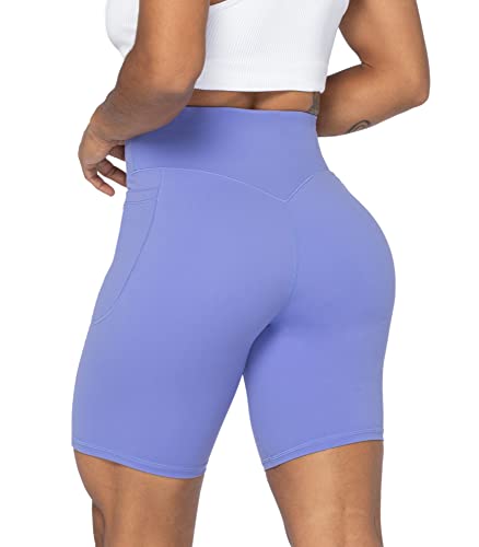 Image of Sunzel No Front Seam Biker Shorts for Women with Pockets, Yoga Workout Gym Bike Shorts with Tummy Control | 3, 5 Or 8-Inch Inseam, High Waisted, No Front Seam, Side Pockets, Buttery Soft, Compression Fit, Squat Proof, Tummy Control