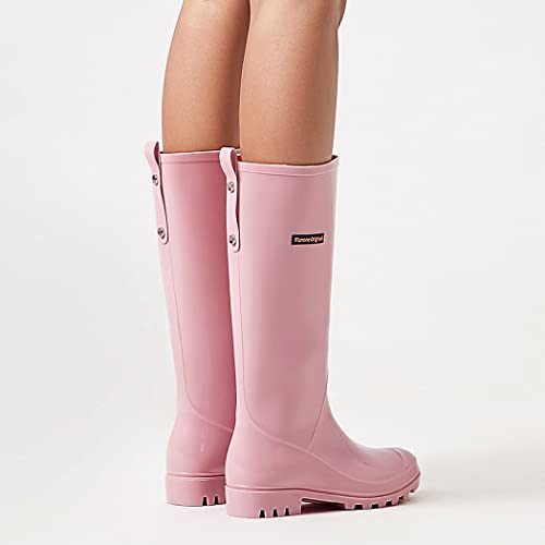 Image of planone Tall Rain Boots Women Fashion Waterproof Boots for Women Light Outdoor Garden Shoes Muck Boots for Ladies Non Slip Work Shoes Rubber Boots with Premium Comfort Insole