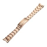 EDVTK35 Correa de Reloj de Acero Inoxidable Macizo de 20 mm y 21 mm Compatible con Daytona, Oyster Perpetual, Submariner, Seiko NH35.(Middle Rose Gold,21mm)