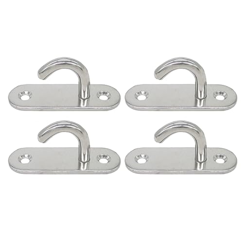 DOSERTY 4 ganchos de acero inoxidable para placa de ojo, ganchos resistentes para hamaca de techo, ganchos de tornillo, accesorios marinos, grapas